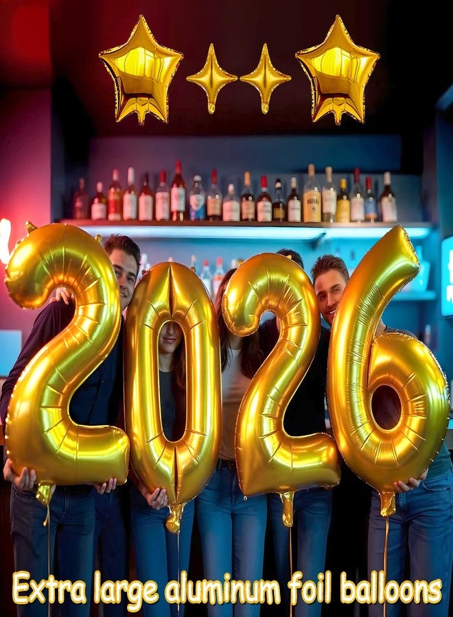 HiParty Upgraded, 42in Large 2026 Balloons Numbers, with 4pcs Star Balloon and Accessories (3D Premium Aluminum Foil) Ideal New Years Eve Balloons Decorations, for New Years Eve Party Supplies 2026, Glod - Image 2